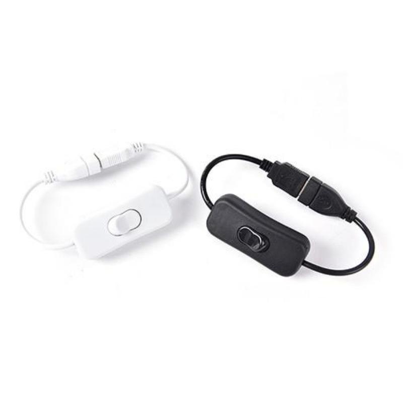 Медный USB-кабель 28 см с переключателем ВКЛ/ВЫКЛ для питания светодиодной лампы - Черный и Белый варианты