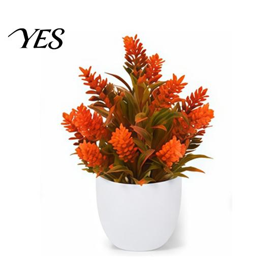 Bookshelf Artificial Plant Simulated Small Potted Plant, Maintenance-Free, Realistic Autumn Leaves Fall-themed Faux Mini Fake for Desktop Decor Color