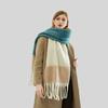 New Mohair Color Matching Fringed Scarf Women's Autumn and Winter Advanced Sense Contrasting Colors Thickened Warm and Comfortable Versatile Scarf