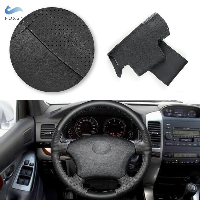 Car Steering Wheel Black Leather Cover For Toyota Land Cruiser Prado 120 4Runner Highlander Hilux Tacoma Tundra For Lexus