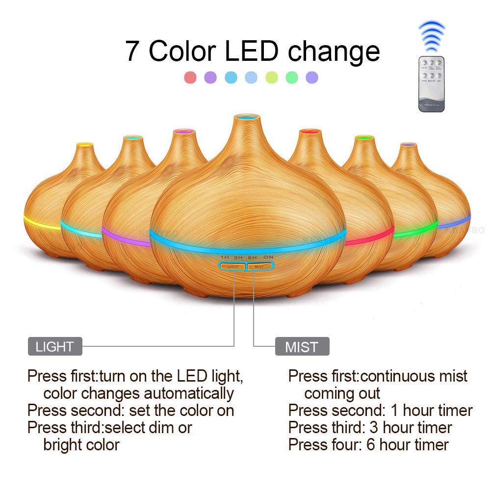 Fashion Wood Grain Aroma Essential Oil Diffuser Ultrasonic Air Humidifier Colourful Night Light Home Decoration