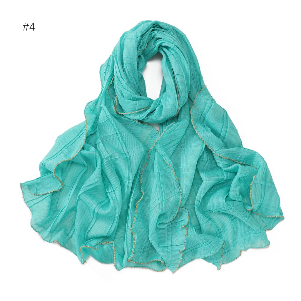 Good Quality Luxury Silver Thread Crepe Plaid Shawl Scarf Polyester Gilt Shiny Headscarf Head Covering Women Hijab