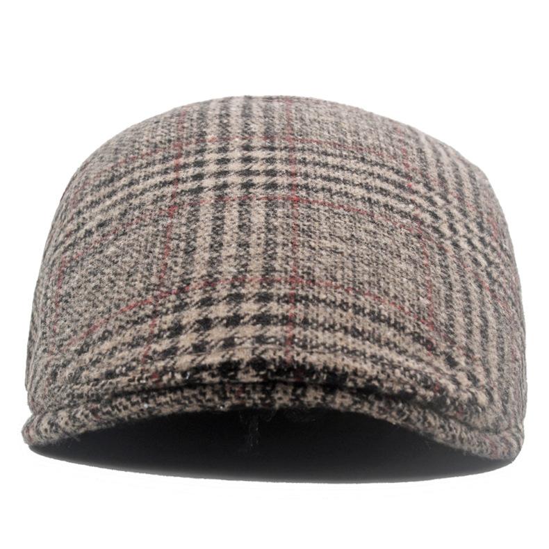 Клетчатый берет, мужская британская кепка, осенне-зимняя толстая теплая кепка, кепка газетчика