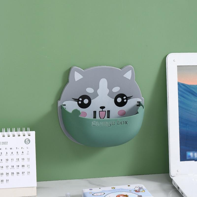 Настенный мультяшный органайзер-коробка, многофункциональный кондиционер, пульт дистанционного управления, подставка для телефона, ящик для хранения без отверстий, домашний декор