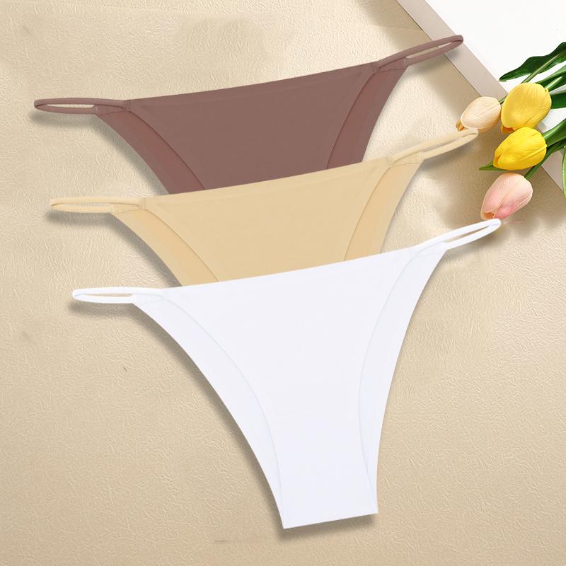 3Pcs/Set Women Seamless Panties Sexy Ultra-thin Briefs Female Ice Silk No Trace Underwear Low Rise Solid Color Soft Lingerie