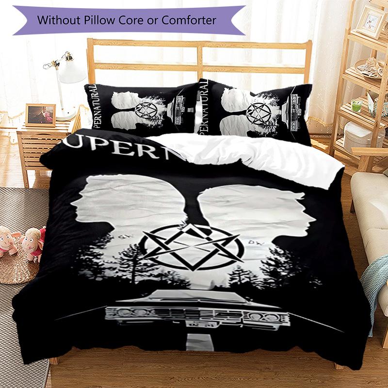 Supernatural 3pcs Bedding Set Duvet Cover Closure Includes 1 Duvet Cover & 2 Pillowcases for All Seasons Bedroom Home Dorm Decor