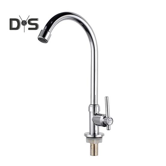 Смеситель для кухонной мойки, вращающийся на 360 градусов, универсальный, простой в установке, с одним отверстием и одной ручкой, для холодной воды, кухонный кран