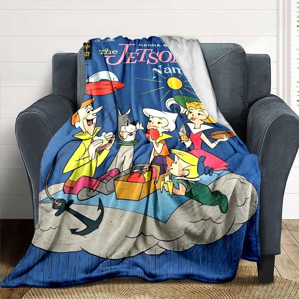 The Jetsons Family Picnic Lightweight Customizable Blanket Personalized Name Comfortable For Sofa Couch Office Bed Picnics Ideal For All Seasons