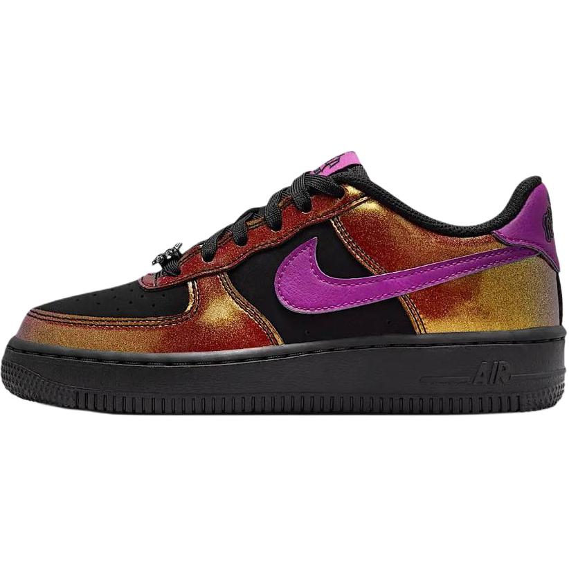 Nike Nike Air Force 1 Support Low Детские скейтбордические кроссовки Черный Золотой Подростки IQ2736-001