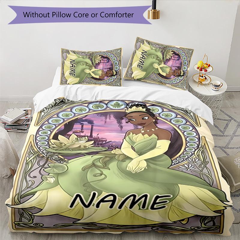 3pcs Princess5 Cover Set - Personalized Name, HD Printed Bedding with 1 Cover and 2 Pillowcases - Perfect for Home Decor, Easy Care