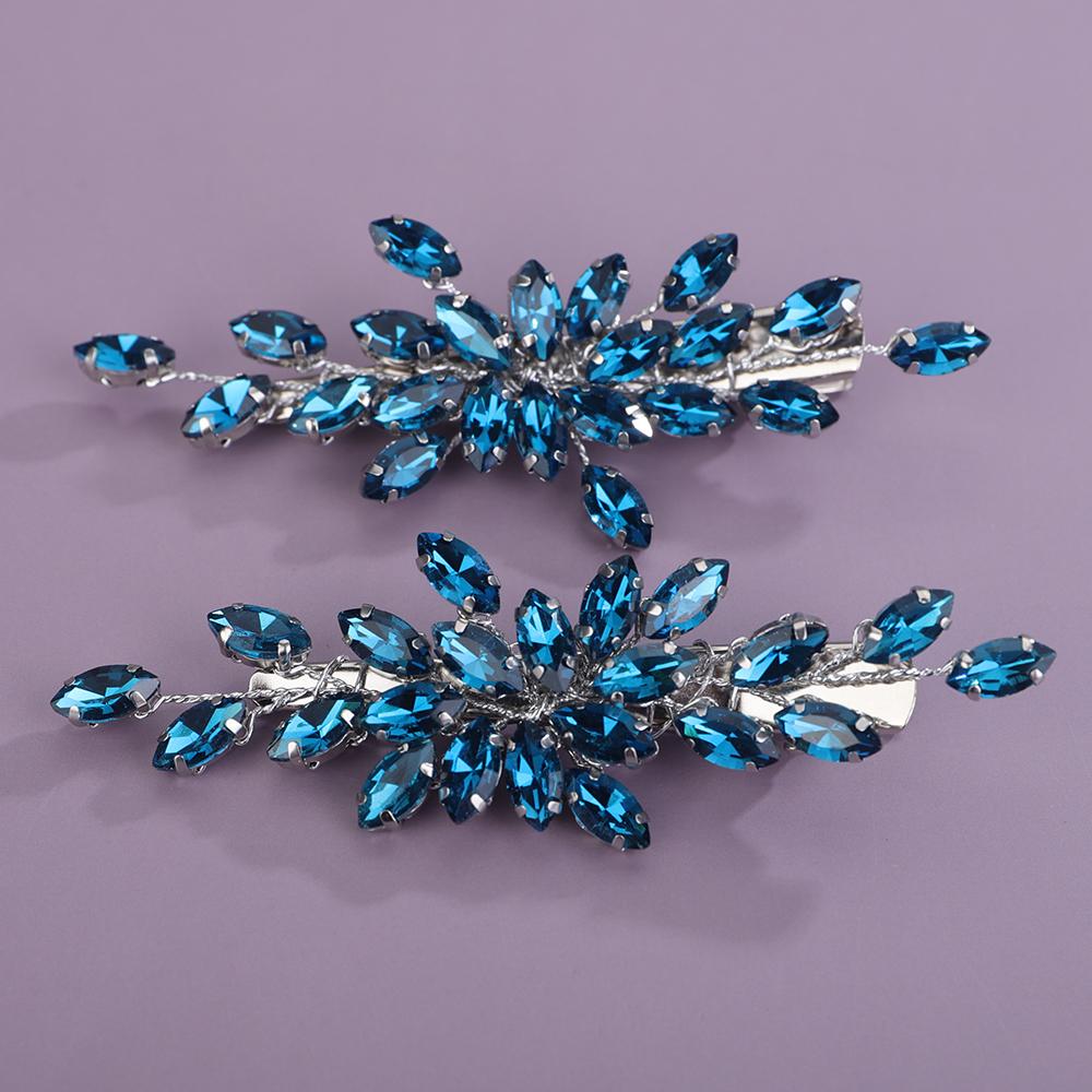 2 шт. Заколка для волос со стразами для свадьбы, свадебное украшение для головы, серебристый, черный, свадебные аксессуары для волос, зеленый, красный, тиара, синий, фиолетовый, украшения