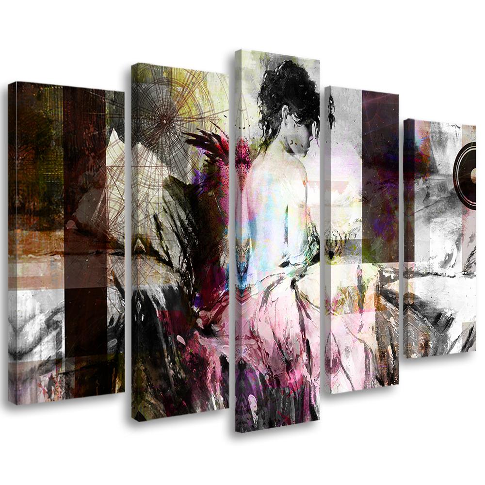 Five piece picture canvas print Woman Pastel Glamour