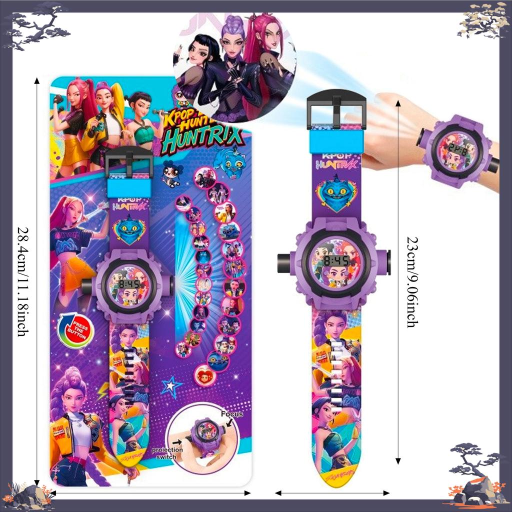 1pcsKids Projector Light Wristwatch K-POP Demon Hunters Electronic Watch Multifunctional Wristband Toy Birthday Gifts