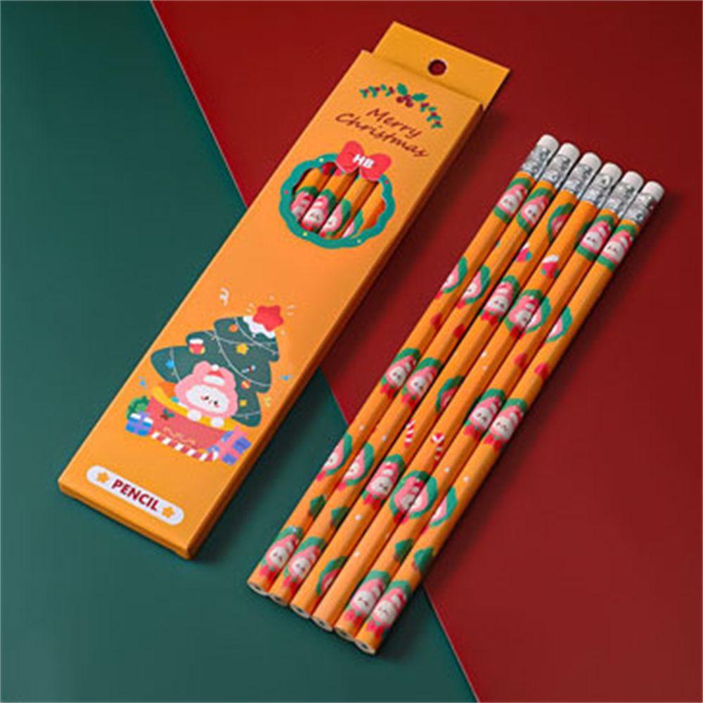 Supplies Xmas Drawing Sketch Pen Set with Eraser Wood Pencil Christmas Standard Pencil HB Pencils