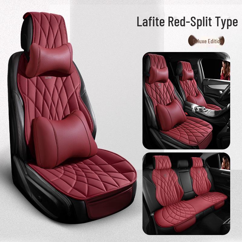 Универсальный комплект подушек для автомобильного сиденья из дышащей кожи наппа - 3 предмета, всесезонный, перфорированный, чехол для заднего сиденья, однокомпонентная подушка для маленького автомобиля