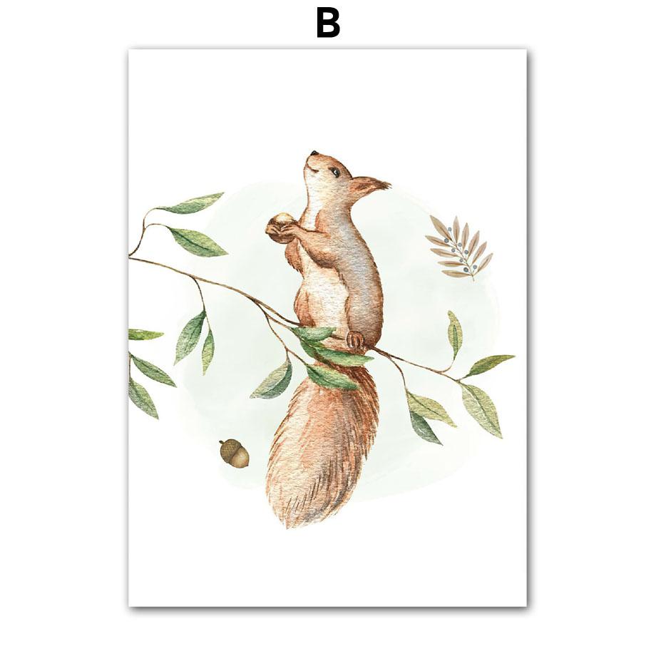 Персонализированный постер в скандинавском стиле с именем ребенка, белка, птица, кролик, цифра, алфавит, настенный принт, холст, настенные картины, декор для детской комнаты