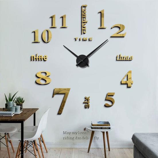 Modern Numbers Letters 3D Wall Clock Sticker DIY Living Room Art Hanging Decor