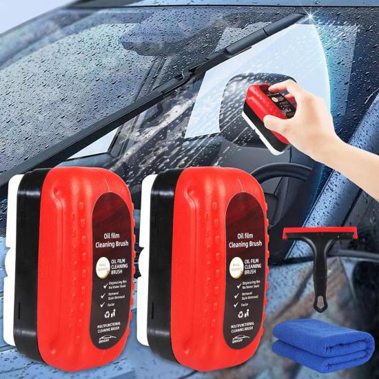 Oil Film Cleaning Brush for Car, 2PCS Windshield Brushes with Clean Degrease
