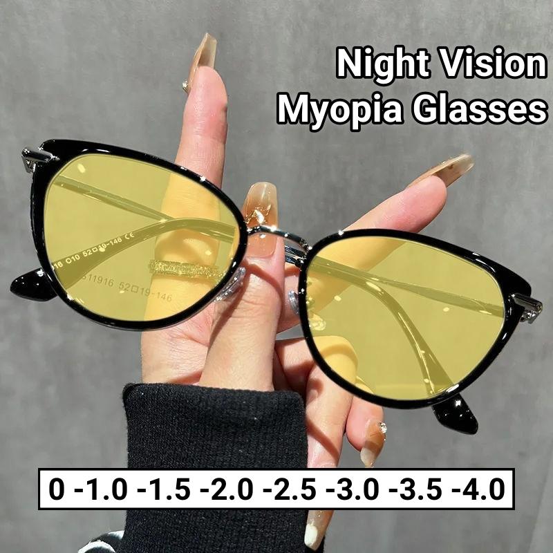 Модные очки для близорукости «кошачий глаз», очки для ночного видения, готовые очки для коррекции зрения, унисекс, диоптрии от 0 до -4,0