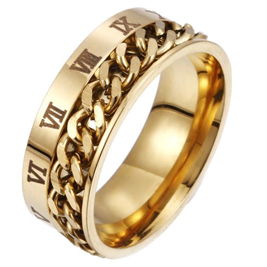 Унисекс Титановая Сталь Римские Цифры Твист Цепочка Кольцо Партия Ювелирный Подарок