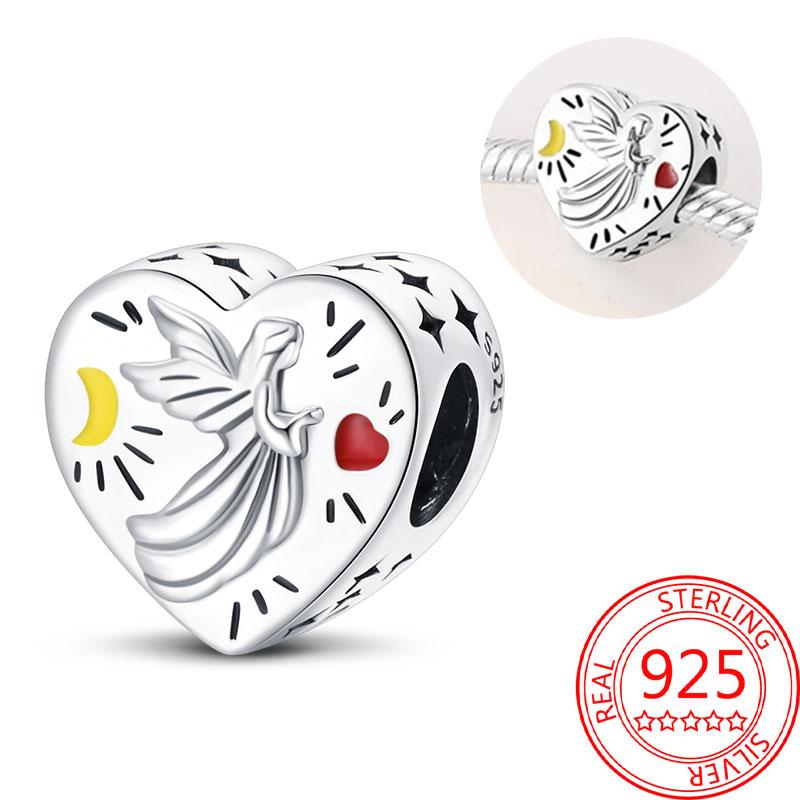 Медные Блестящие Розовые Подвески-Шармы в Форме Сердца Подходят для Оригинального Браслета для Женщин Ювелирные Изделия в Подарок на День Святого Валентина