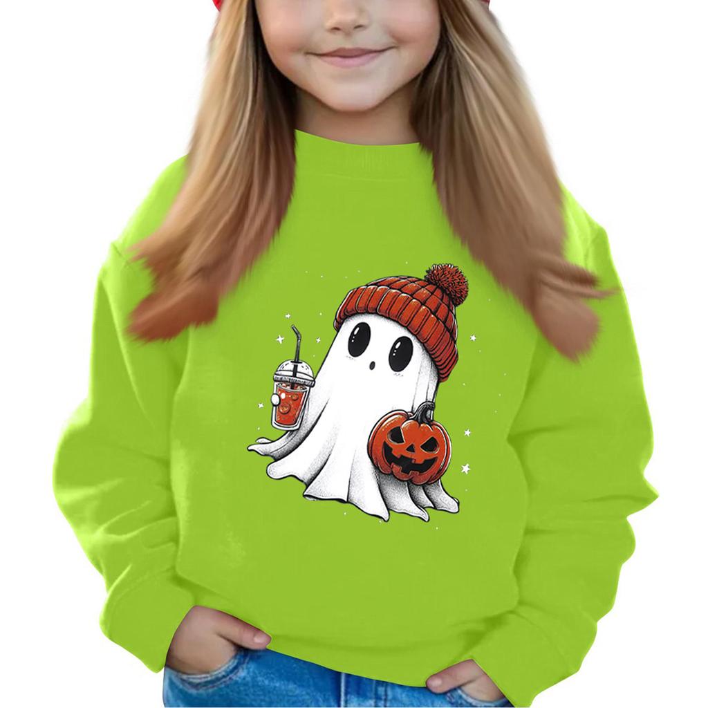Halloween Day Girls Round Neck Pullovers For Kids Printed Baby Tops