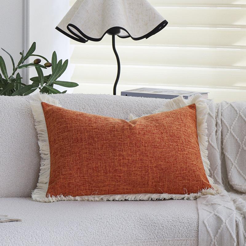 Плотный Лен Однотонная Наволочка для Подушки Дивана Подушка Гостиная Подушка для Спины Автомобиль Отель Поясничная Подушка