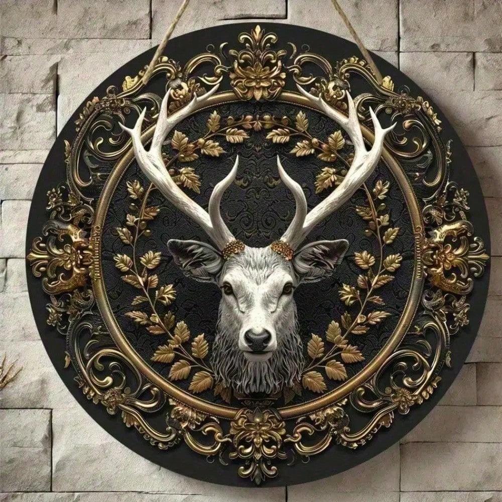 Рустикальная настенная art-декор 'Голова оленя' Рогатая деревянная табличка Декор для дома в стиле farmhouse 8x8 дюймов