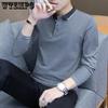 Мужская рубашка-поло осенне-зимняя деловая повседневная рубашка с лацканами для людей среднего и молодого возраста - тренд осени, футболка с длинным рукавом
