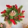 Christmas Candle Ring Wreath Artificial Red Berry Pinecone Pine Needles Candle Wreaths Small Tabletop Candle Holder for Home Party Fireplace Decor