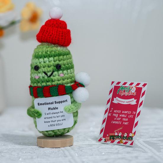 Вязаная крючком кукла с позитивной карточкой Эмоциональная поддержка Ручная работа Мини Вязание Рождество Лягушка