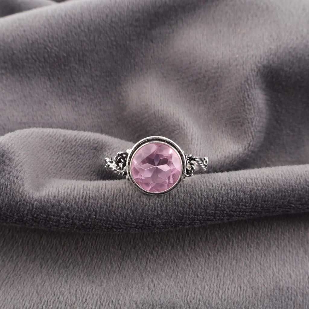 Morganite Ring, Handmade Gemstone 925 Solid Sterling Silver Ring Bohemian Jewelry, For Engagement Gift