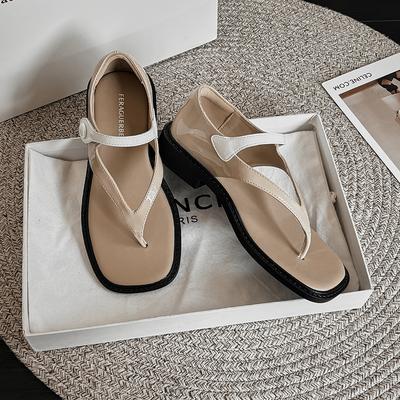 Модные черные женские пляжные туфли на толстой подошве, мягкие PU кожаные сандалии на платформе, летняя повседневная легкая обувь для леди 2025