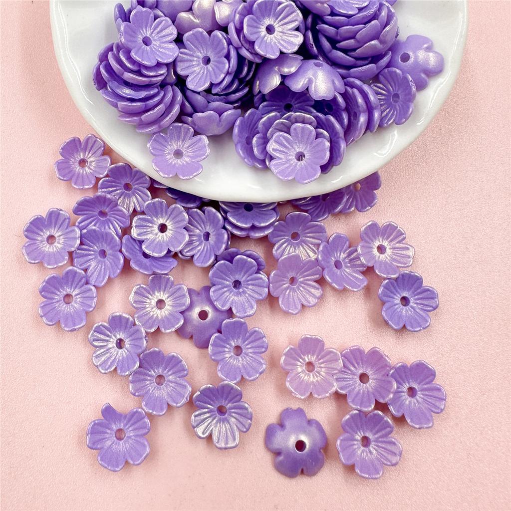Home Party Supplies 80Pcs Handmade Materials Five-petal Flower Colored 10.5mm Acrylic Fashion Beads Earrings Materials DIY Jewelry Making Hairclip