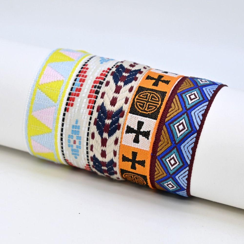 Этнический стиль Браслеты из тесьмы Многоцветные плетеные браслеты Подарки Тканевый художественный браслет Унисекс