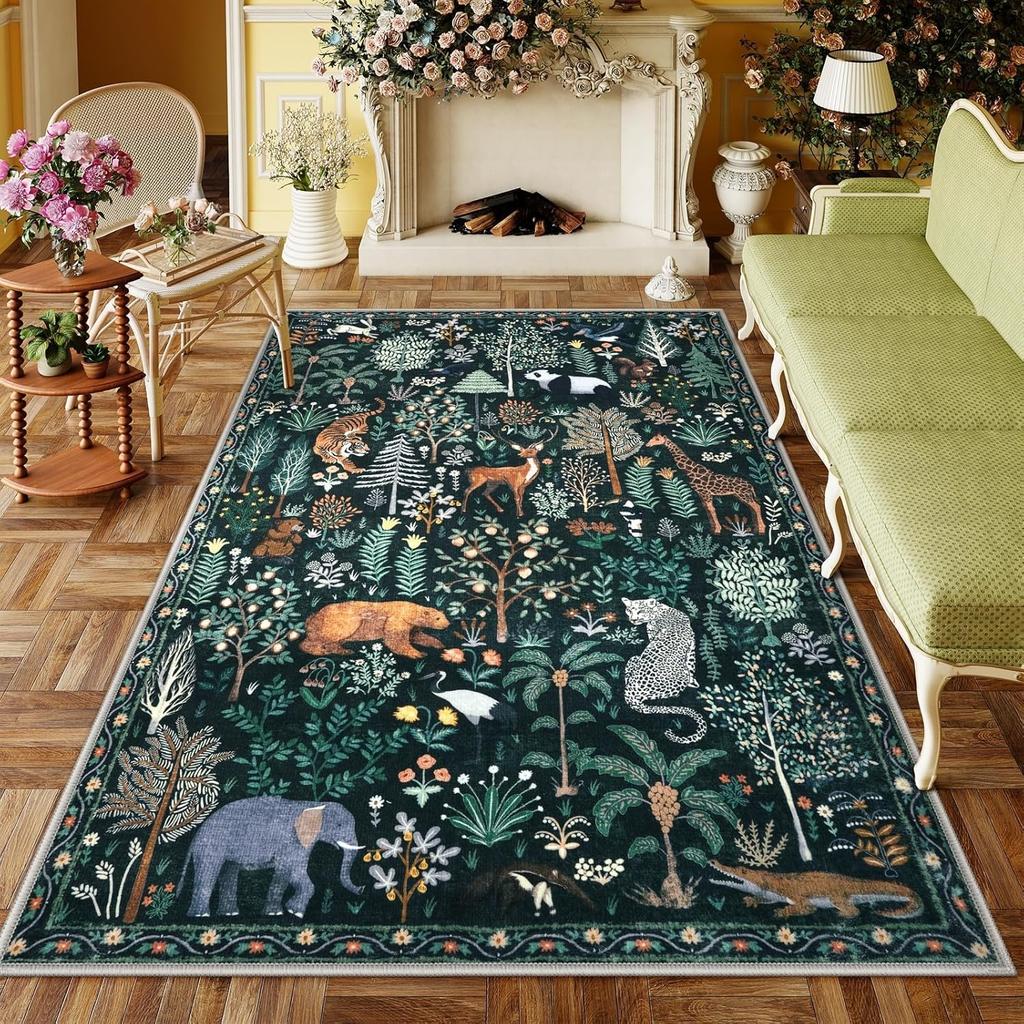 Living Room Carpet Large Size Bedroom Bedside Floor Mat Tropical Rainforest Jungle Animal Home Decoration Rug Alfombra De Salón