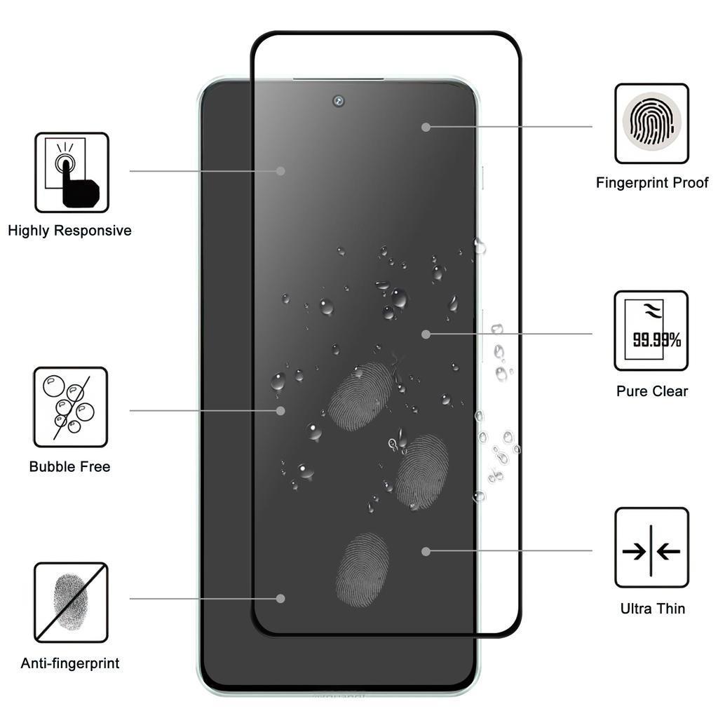 Для OnePlus Nord 3 5G Суперпрозрачная Защитная пленка для экрана мобильного телефона Черная рамка Полностью клеящаяся Пленка для покрытия экрана из стекла AGC