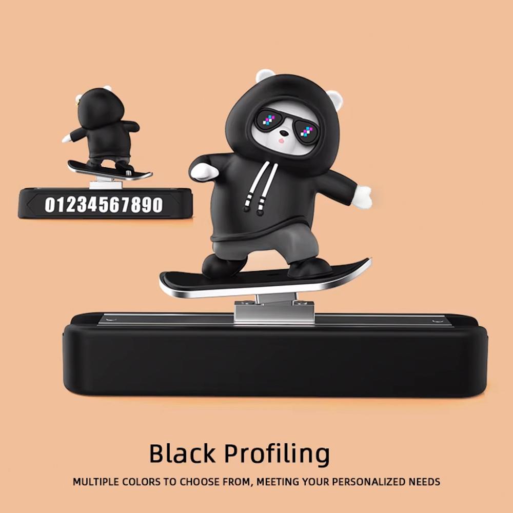 Новые украшения на приборную панель автомобиля Скейтборд Медведь Магнитная табличка с номером для парковки Креативный мультяшный интерьер автомобиля Внутренние аксессуары