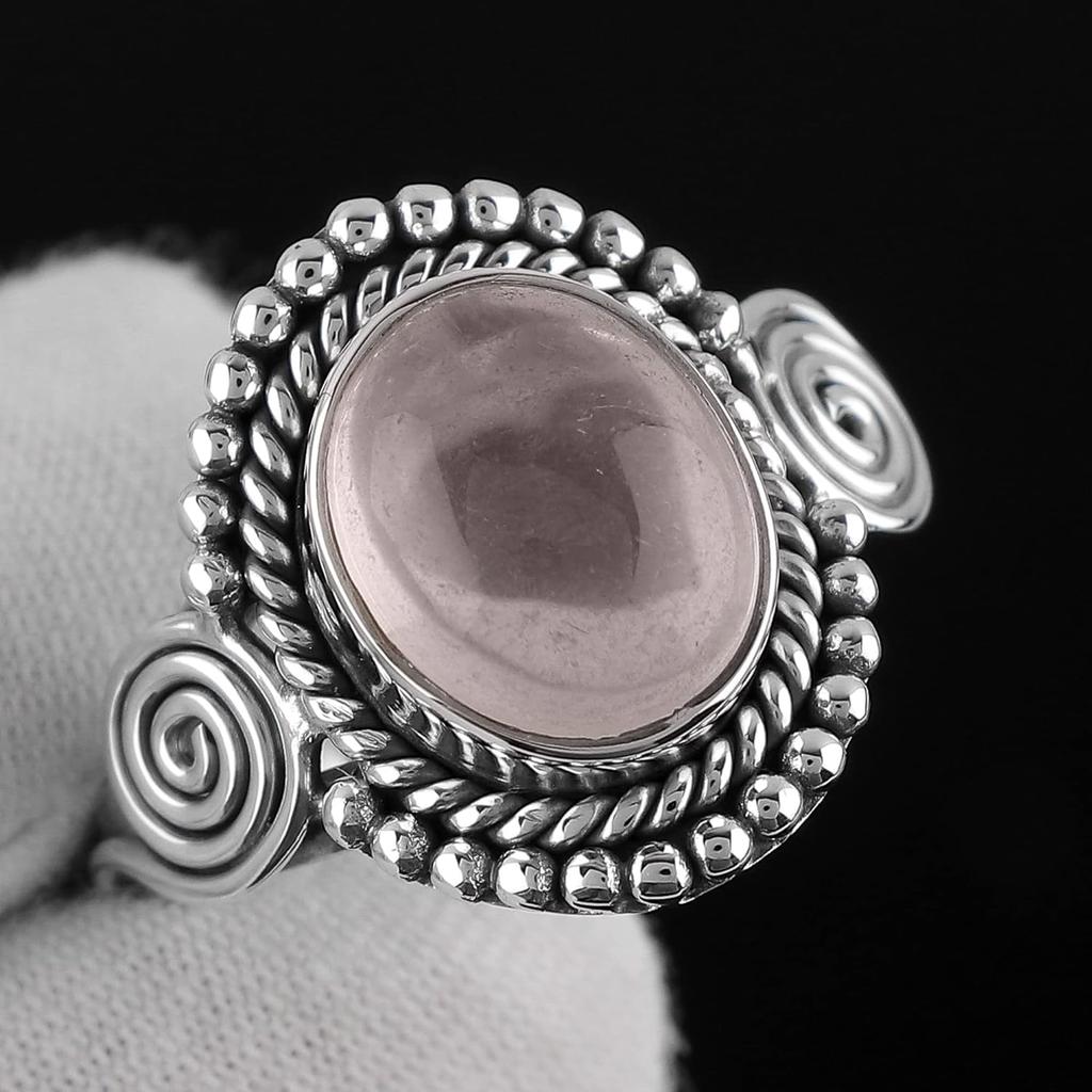 Кольцо с розовым кварцем и драгоценным камнем из цельного серебра 925 пробы для женщин, эффектное кольцо, кольцо с камнем по дате рождения, серебряные украшения