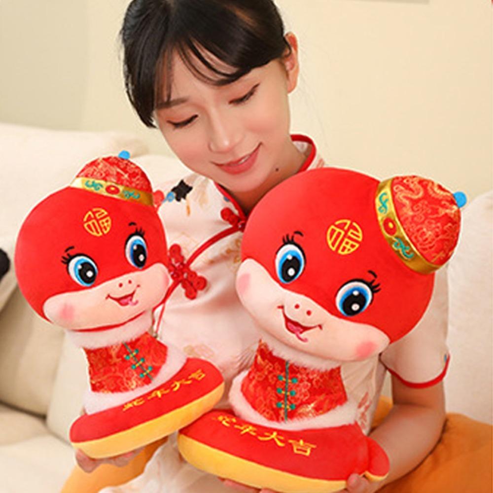 Плюшевая игрушка-талисман года змеи, милая кукла-змея, приносящая удачу, плюшевые игрушки, кукла-змея китайского зодиака, домашний декор