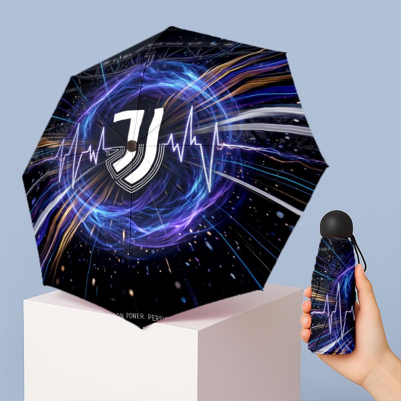 Компактный складной зонт Juventus FC с принтом, 5 сложений, 8 спиц, ветрозащитный, водонепроницаемый, легкий, портативный