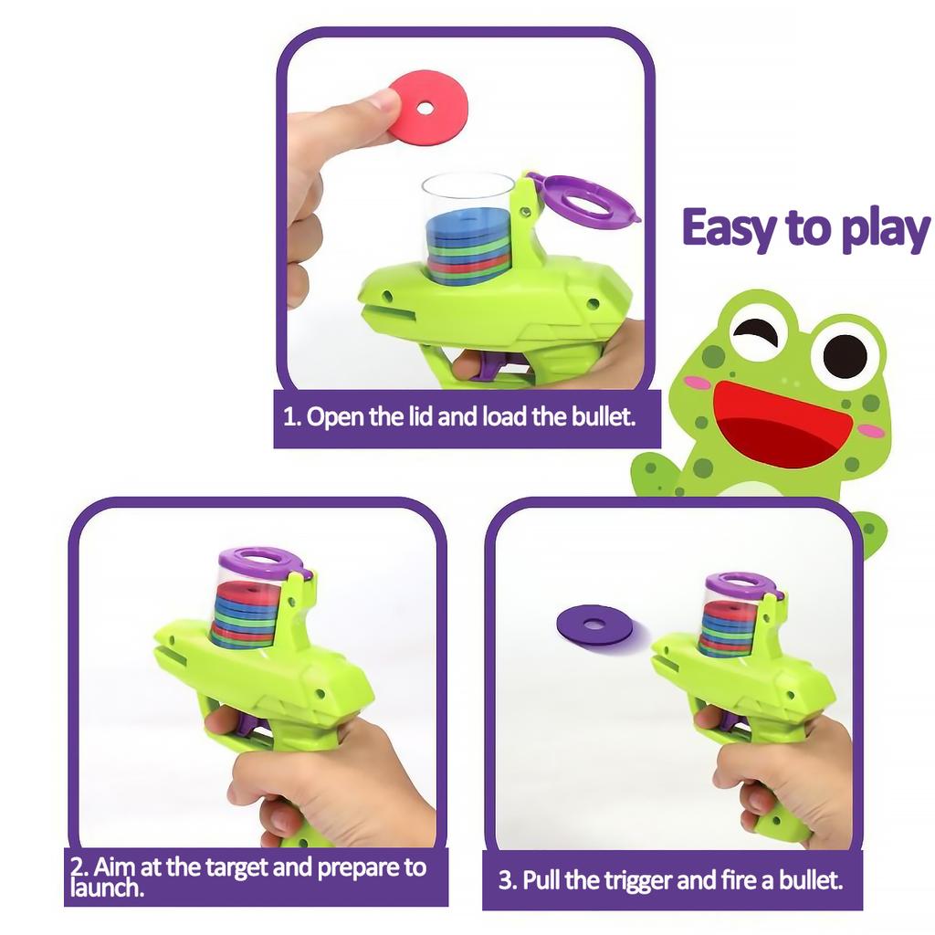 1 Set Mini Carrot Flying Disc Launcher Toy Gun Eva Battle Outdoor Multi Person Sports Soft Bullet Gun Safety Carrot Flying Saucer Gun