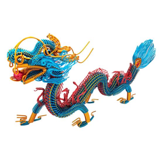 Миниатюрный зодиакальный дракон, ремесленный орнамент, красочная алюминиевая проволока, плетение, фигурка китайского дракона, креативная модель животного, украшение для автомобиля, домашнего офиса
