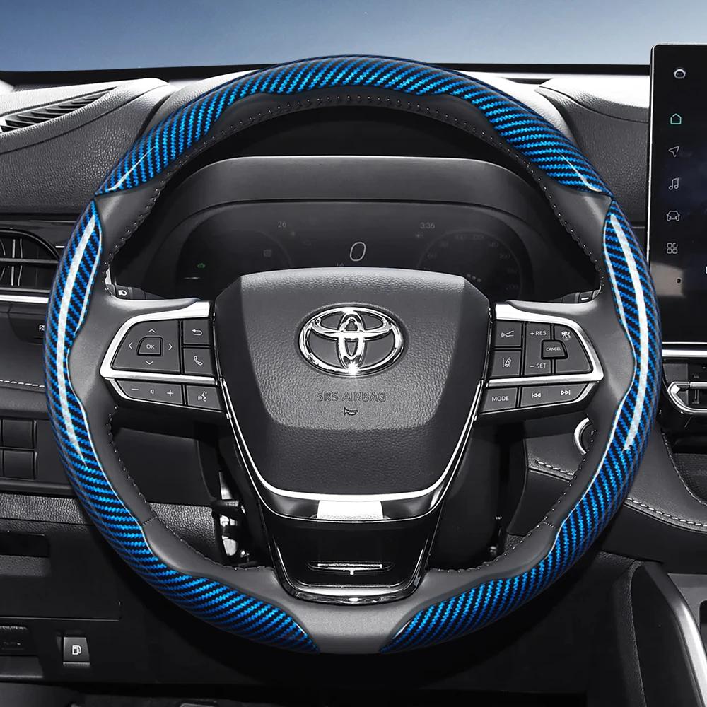 Suitable for Toyota Carbon Fiber Texture Steering Wheel Cover with Segmented Quick-Release Design, Durable, for Rav4, Hilux