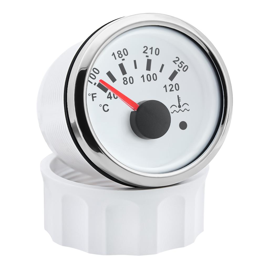 40-120℃,100-250℉ 52MM Water Temperature Gauge With Flashing Alarm Temp Sensor 10.2MM for Auto Car Boat Yacht 7 Color Light