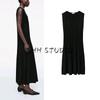 CS Spring and Summer Women's Clothing Elegance Style Round Neck Sleeveless Vest-Style Standard Knitting Pleated Dress 1267038