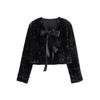 Fashion Holiday Tie-front Sequined Jacket for Women Y2K Shiny Chic Cropped Coat Female Elegant Long Sleeve Lady Party Outerwear