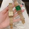 Cacaxi Винтажные Квадратные Часы Женская Мода Зеленые Часы с Алмазами