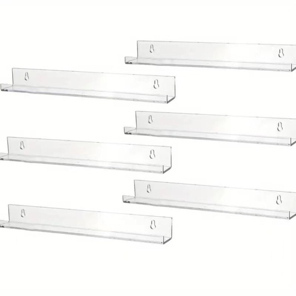 6Pcs Clear Vinyl Record Shelf Wall Mount Magazine Rack Floating Shelves for Books  Makeup