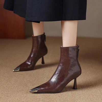 Мода 2025 Уличный стиль Сексуальные ботильоны с острым носком Женские туфли-лодочки для вечеринки Платье Обувь Тонкий низкий каблук Современные короткие ботинки Zapatos De Mujer